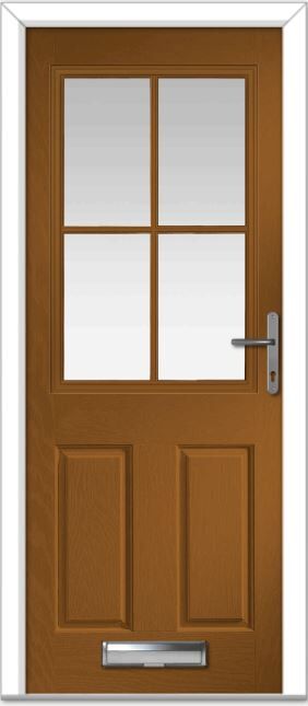 Golden Oak Lyntham 4 Lite Grid Composite Door