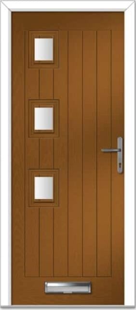 Golden Oak Seminole 3 Left Farmhouse Composite Door