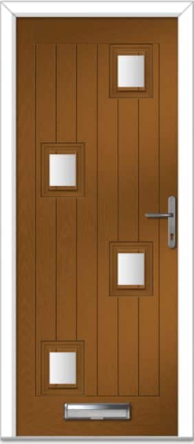 Golden Oak Seminole 5 Left Farmhouse Composite Door