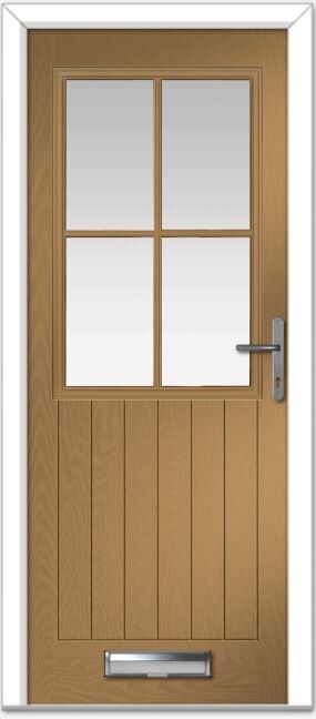 Irish Oak Lyntham 4 Lite Grid Farmhouse Composite Door