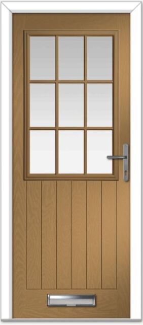 Irish Oak Lyntham Grid Farmhouse Composite Door
