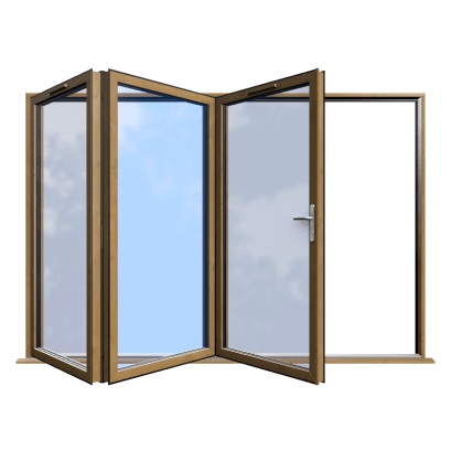 Bifold 1 Aluminium Bifold Irish/Irish Oak Open Out