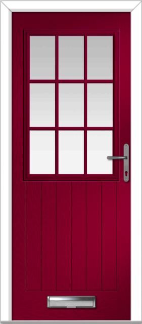 Red Lyntham Grid Farmhouse Composite Door