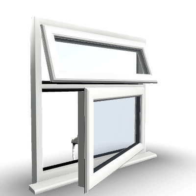 2 Section Top Hung And Bottom Right Hung uPVC Window 1 2 Section Top Hung And Bottom Right Hung uPVC Window
