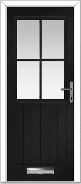 Black Lyntham 4 Lite Grid Farmhouse Composite Door 1 Black Lyntham 4 Lite Grid Farmhouse Composite Door