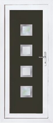 Modern 5034 Black Frosted Panel uPVC Door