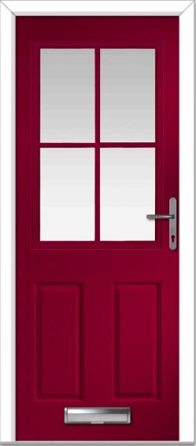 Red Lyntham 4 Lite Grid Composite Door
