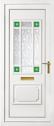 Seville One Corner Green Stars Panel uPVC Door