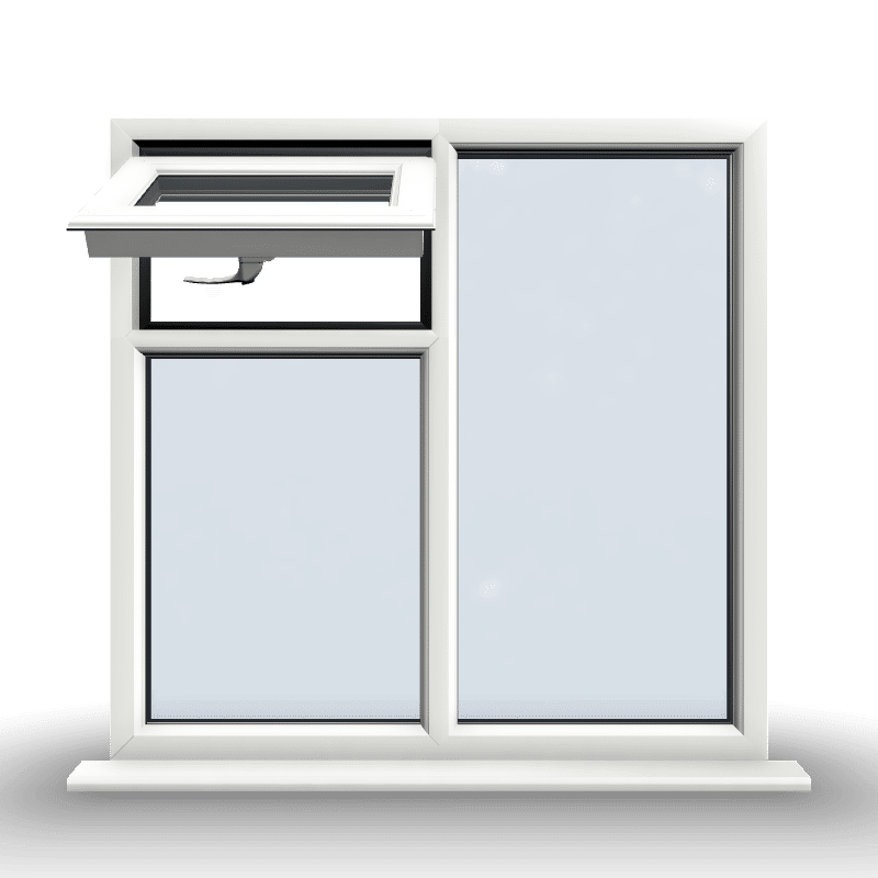 3 Section, Small Top Left Hung Over Fixed, and Side Fixed Window 1 3 Section, Small Top Left Hung Over Fixed, and Side Fixed Window